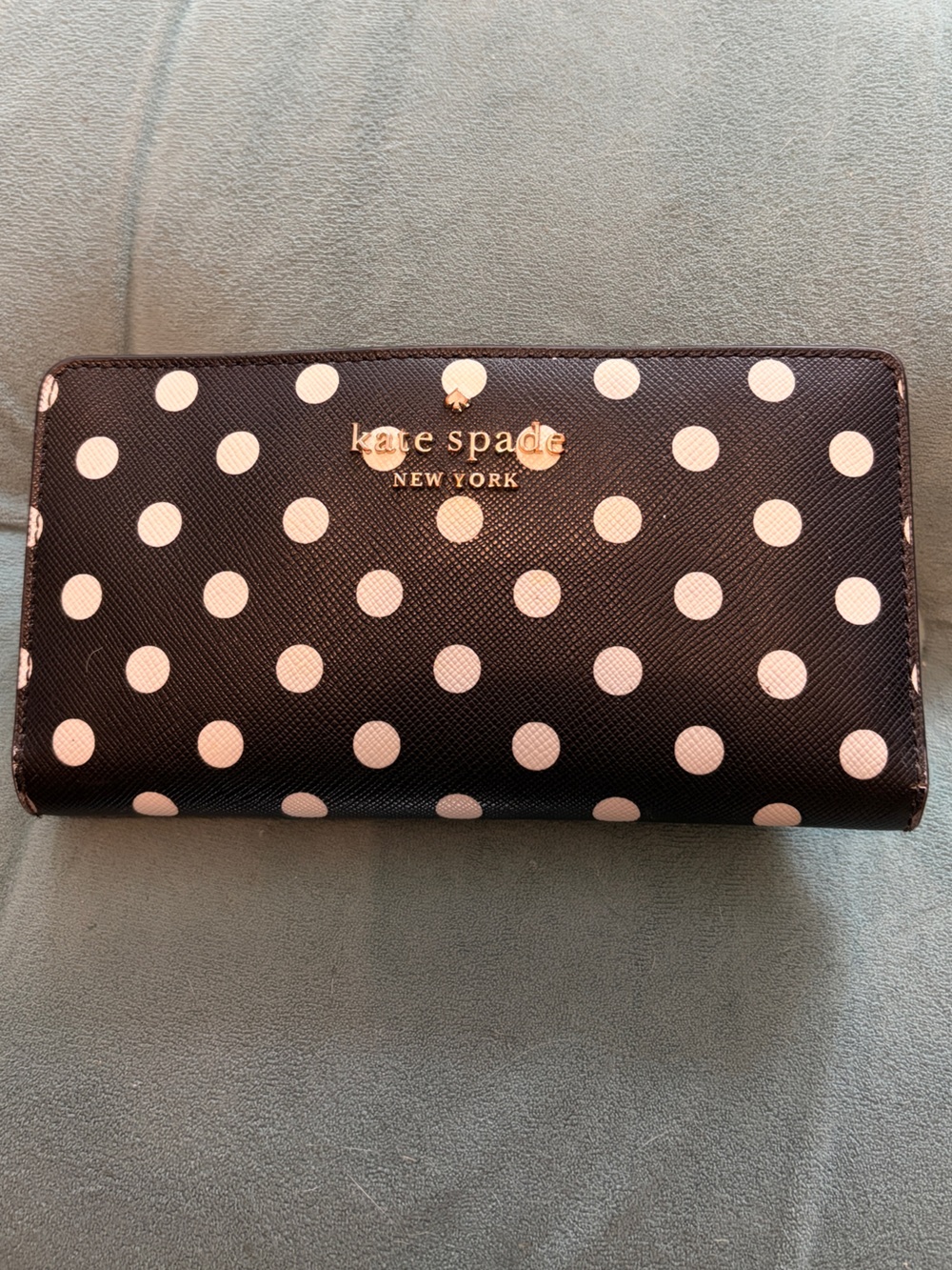 kate spade Black with White Polka Dot Continental Wallet